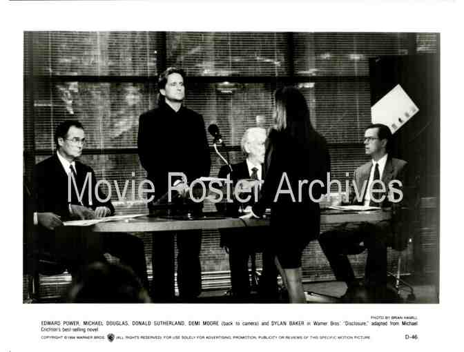 DISCLOSURE, 1994, movie stills, Michael Douglas, Demi Moore
