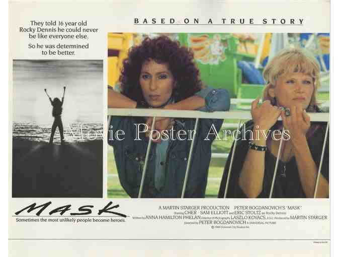 MASK, 1985, lobby card set, Sam Elliott, Cher, Eric Stoltz, Laura Dern, Richard A. Dysart.