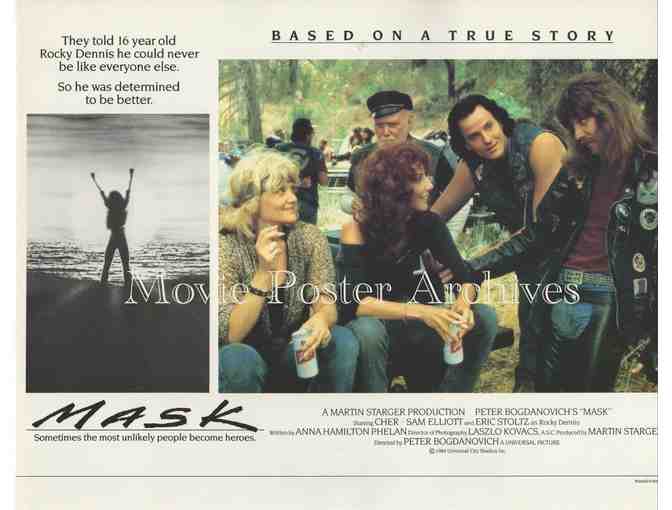 MASK, 1985, lobby card set, Sam Elliott, Cher, Eric Stoltz, Laura Dern, Richard A. Dysart.