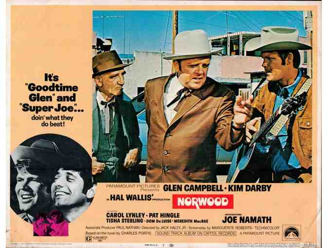 NORWOOD, 1970, lobby cards, Glen Campbell, Joe Namath