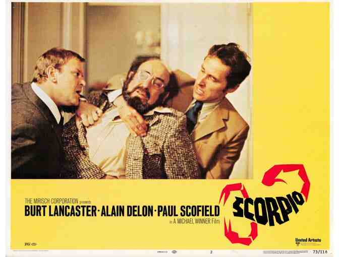 SCORPIO, 1973, lobby cards, Burt Lancaster, Alain Delon