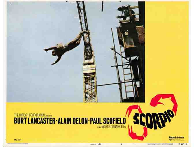SCORPIO, 1973, lobby cards, Burt Lancaster, Alain Delon