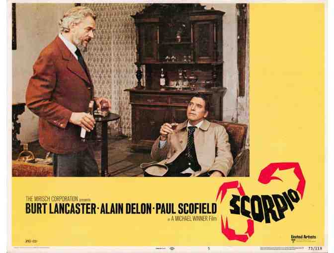 SCORPIO, 1973, lobby cards, Burt Lancaster, Alain Delon