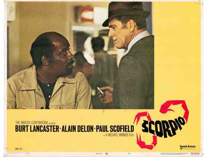 SCORPIO, 1973, lobby cards, Burt Lancaster, Alain Delon