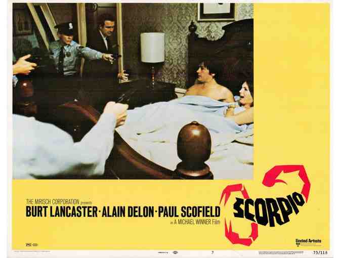 SCORPIO, 1973, lobby cards, Burt Lancaster, Alain Delon