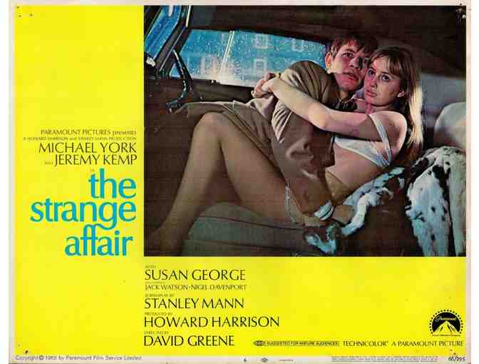 STRANGE AFFAIR, 1968, lobby cards, Michael York, Susan George