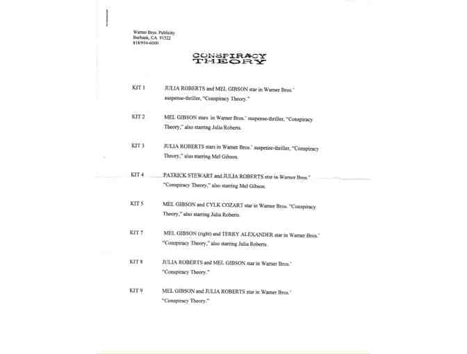 CONSPIRACY THEORY, 1997, color slides, Mel Gibson