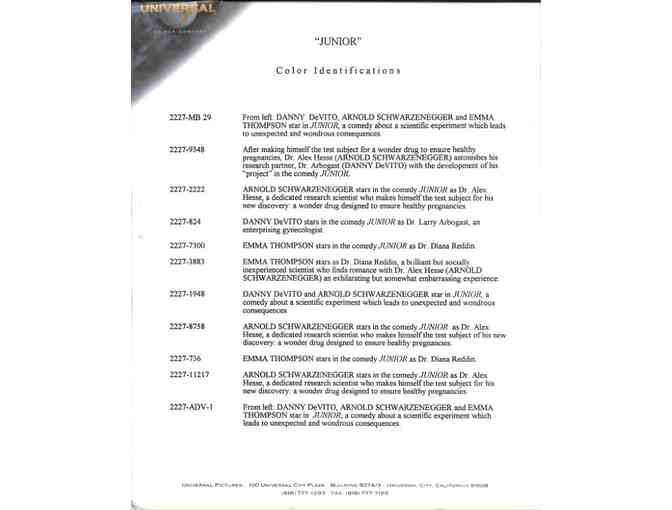 JUNIOR, 1994, color slides, Arnold Schwarzenegger