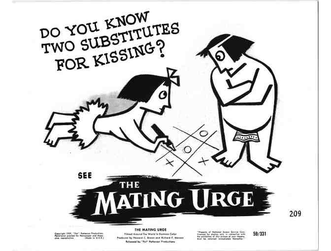 MATING URGE, 1959, movie stills, courtship documentary
