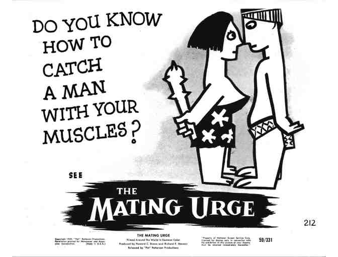 MATING URGE, 1959, movie stills, courtship documentary
