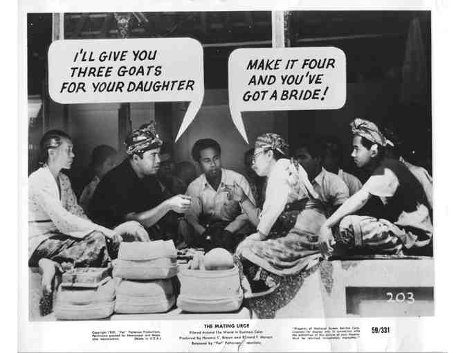 MATING URGE, 1959, movie stills, courtship documentary