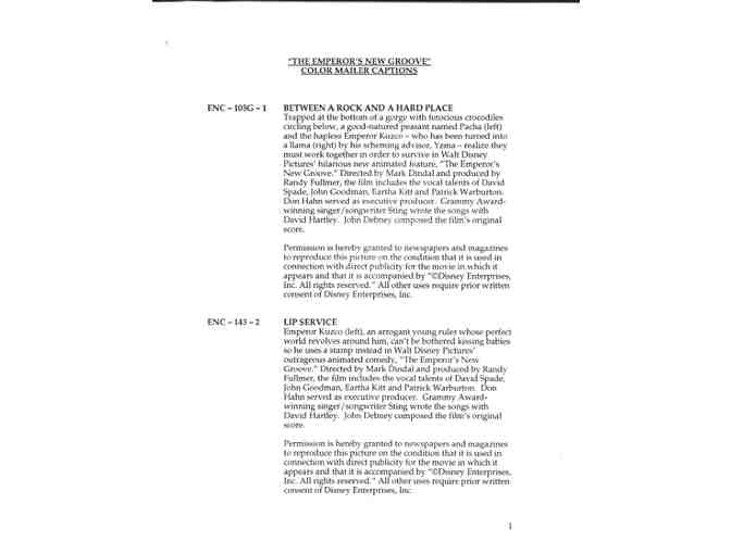 EMPERORS NEW GROOVE, 2000, movie slides, Walt Disney animation