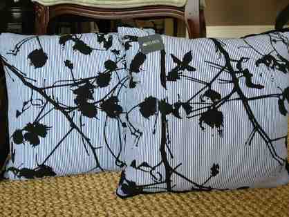 2 Hand-Printed Searsucker Pillows