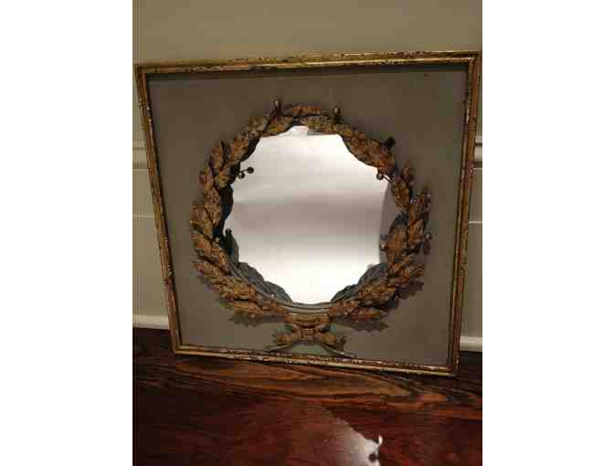 2 Distressed Gold Laurel Wreath Mirrors