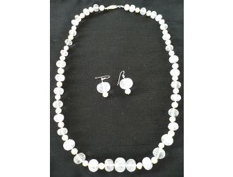 Purple Quartz & Cultured Pearls Sterling Necklace & Earrings Set
