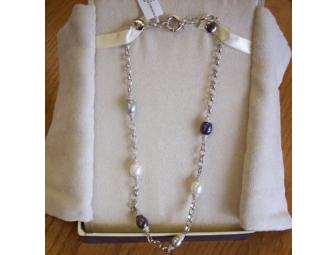19.5' Multi-colored Pearl Necklace on Sterling Silver Chain