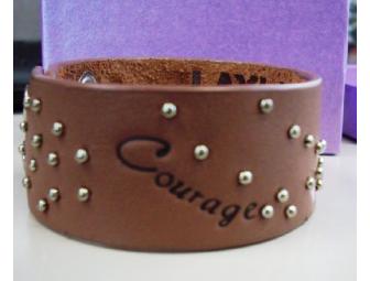 'Hands on Leather' Genuine Leather Breast Cancer Awareness Bracelet
