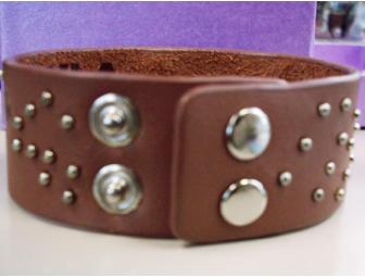 'Hands on Leather' Genuine Leather Breast Cancer Awareness Bracelet