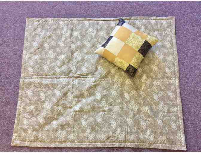 Hand-made Quilt and Pillow in Gold Tone