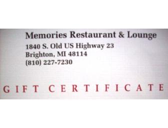 Memories Restaurant and Lounge $25 Gift Certificates (2)