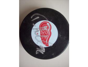 Autographed Tomas Holstrum Official Detroit Red Wings Puck