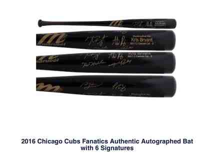 2016 Chicago Cubs Fanatics Authentic Autographed Bat with 6 Signatures
