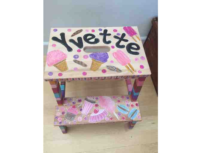 One hand painted personalized step stool
