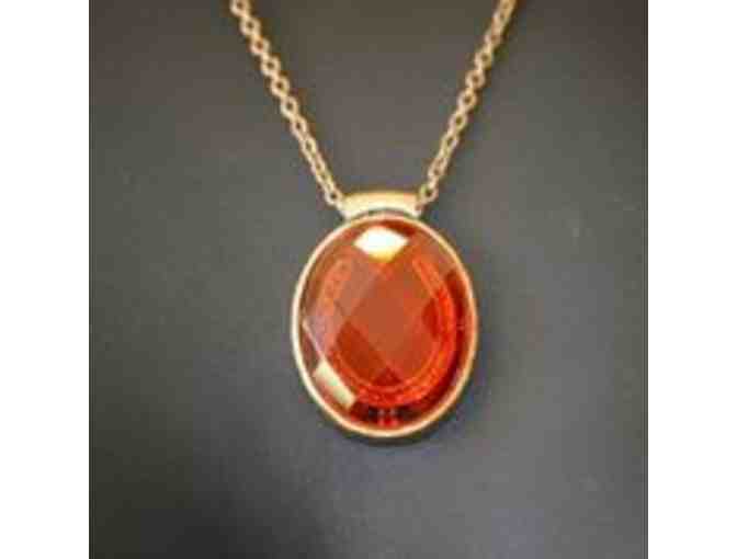 Lucky Brand- Gold chain necklace with orange pendant