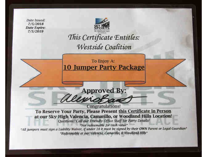 10 Jumper Party Package at Sky High Sports
