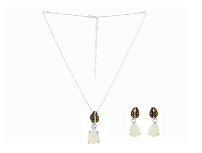 Opal & Citrine Earring & Pendant Set in sterling silver