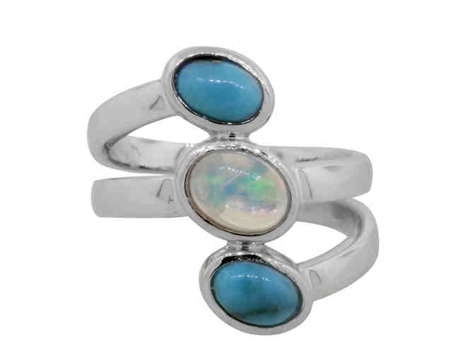 Persian Turquoise & Opal Ring in sterling silver
