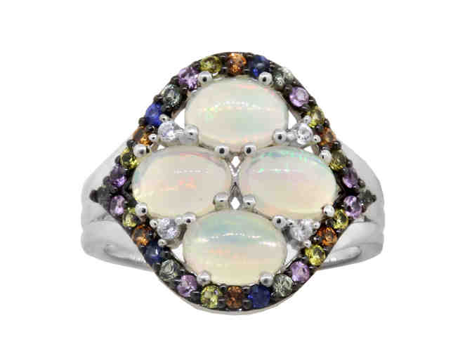 Opal and Multi Sapphire Ring in sterling silver