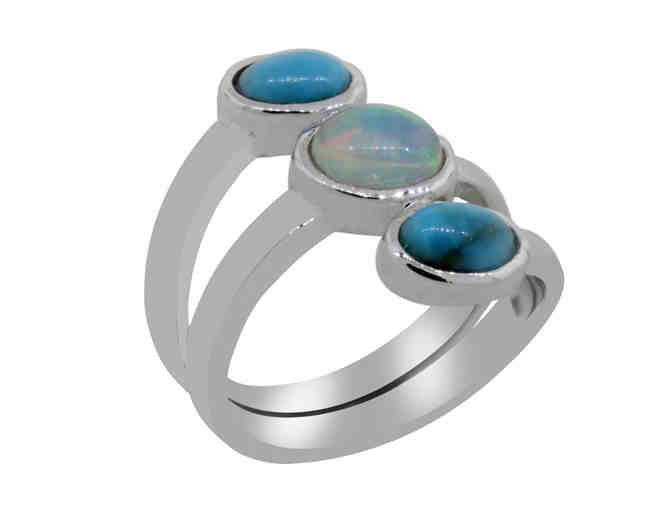 Persian Turquoise & Opal Ring in sterling silver