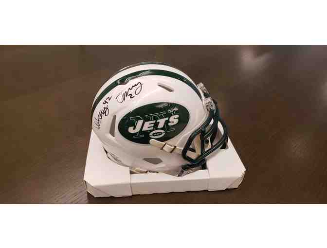 NY Jets - signed mini helmet by #2 Myers, #4 Edwards & #42 Hennessy