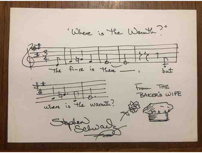 Handwritten Musical Phrase by Stephen Schwartz, composer of THE BAKER'S WIFE
