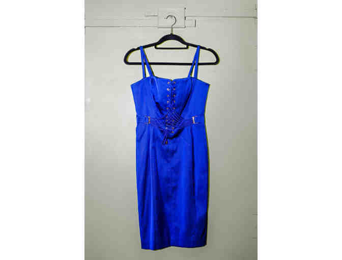 ESCADA: Corset Lace Up Front Dress with Jacket Corset Back Royal Blue (Size 36)