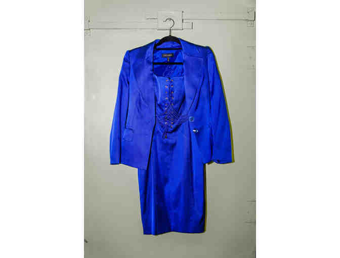 ESCADA: Corset Lace Up Front Dress with Jacket Corset Back Royal Blue (Size 36)