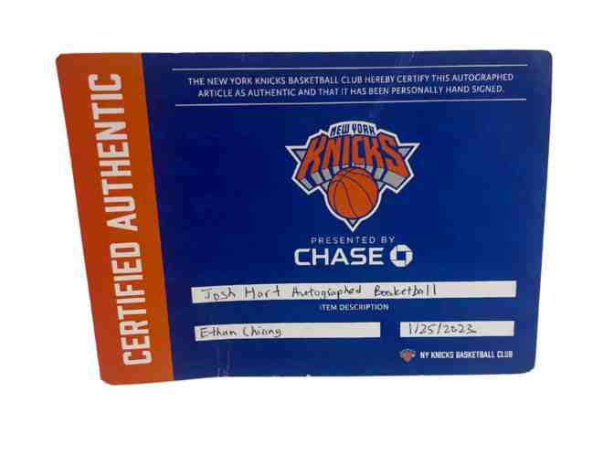 New York Knicks Autographed Basketball by Josh Hart