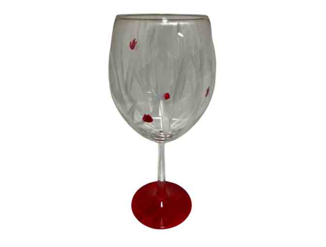 Painted Wine Glasses - 4 Hand painted Glasses with A Red Base and Texture Red Drops