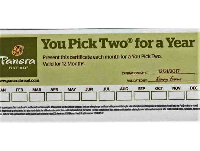 Gift Card for Free Pick Two Menu Items for a Year at Panera Bread - Good anywhere USA