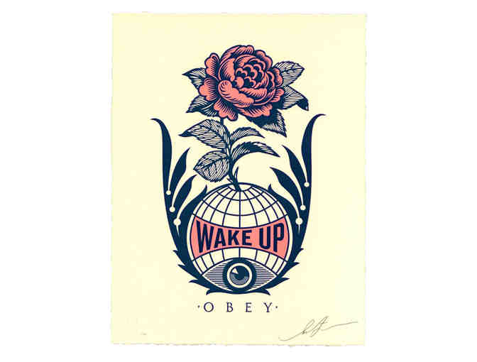 OBEY GIANT by Shepard Fairey Signed Wake Up Letterpress