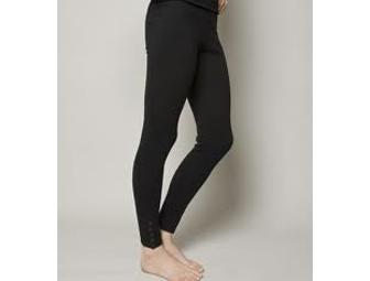 Magaschoni: Peacock Blue Beaded Tunic and one Silk Cashmere Black Legging with Snaps