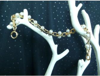 14k yellow gold and pearl Tiffany bracelet