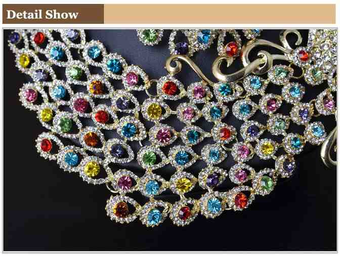 Castilia crystal rhinestone peacock earring & necklace set!