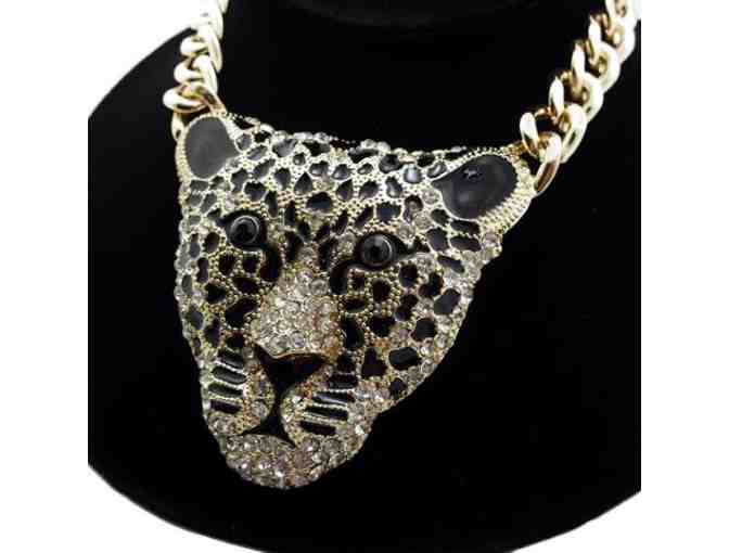 Indiga unique chunky iced out jaguar pendant and chain statement necklace!