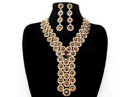 Mouscoff topaz statement earring & necklace jewelry set!