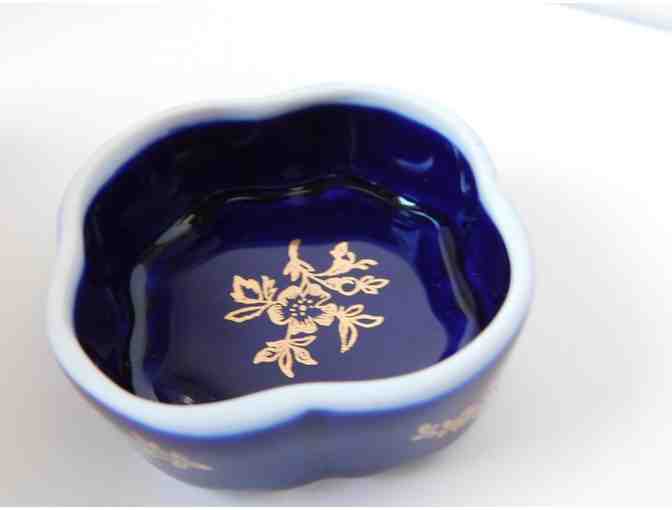 Collectible - F.M. Limoges France Cobalt Blue Porcelain trinket box