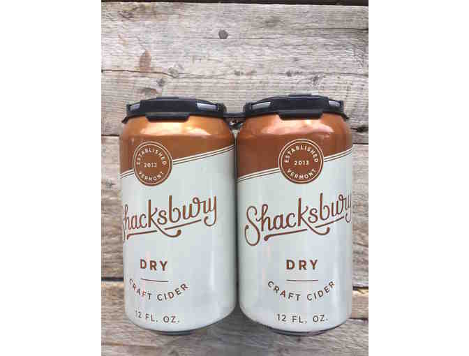A 4-pack of Shacksbury Dry Cider.