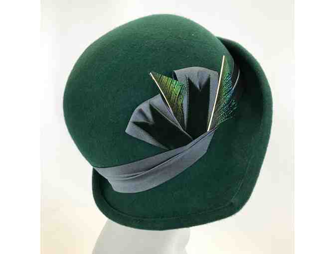 Swan&Stone Cloche with Silk, Velvet, and Peacock Feather