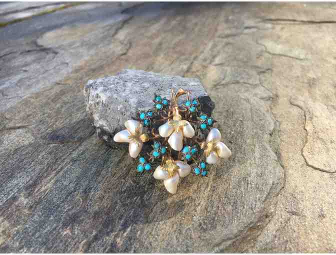 Sea Pearl and Turquoise Pin - Photo 1